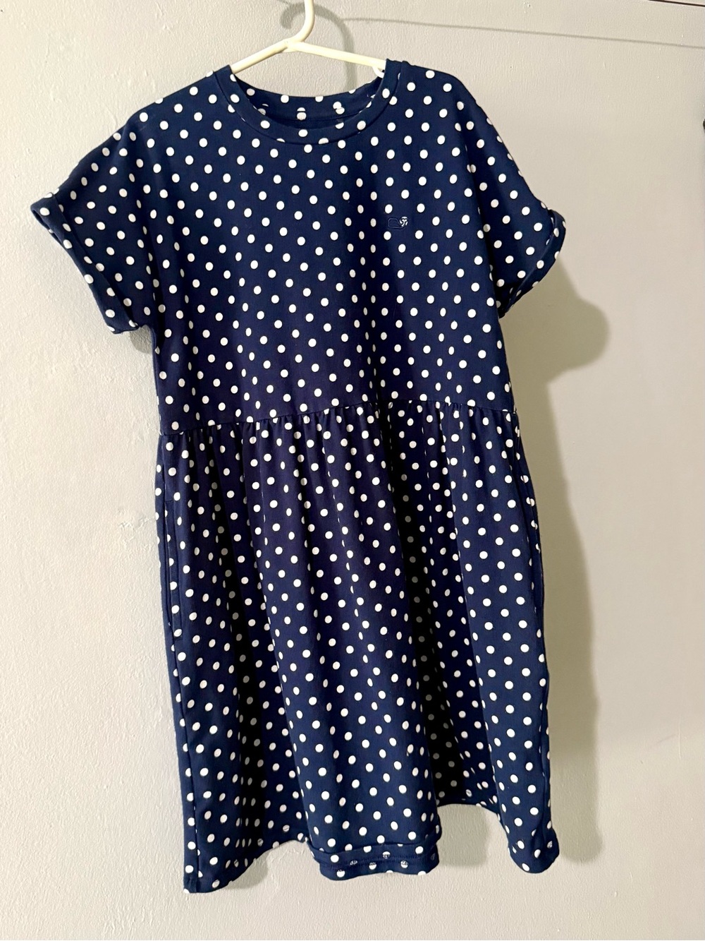 Girl’s Vineyard Vines Navy and White Polka Dot Short Sleeve Cotton/Spandex Dress
